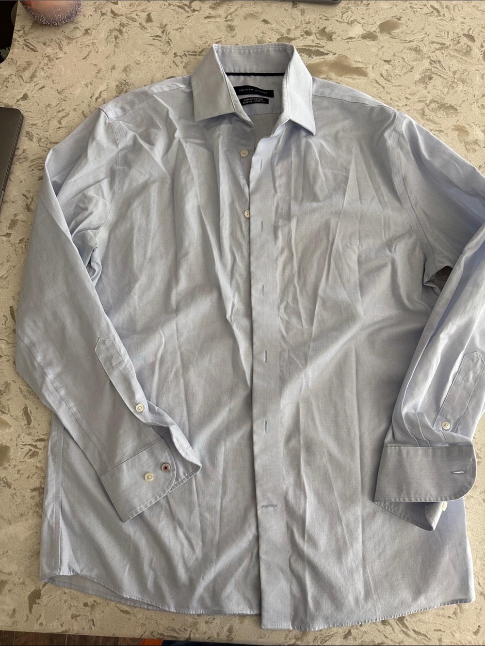 Tommy Hilfiger 15.5 32/32 Supima Cotton Light Blue Classic Dress Shirt